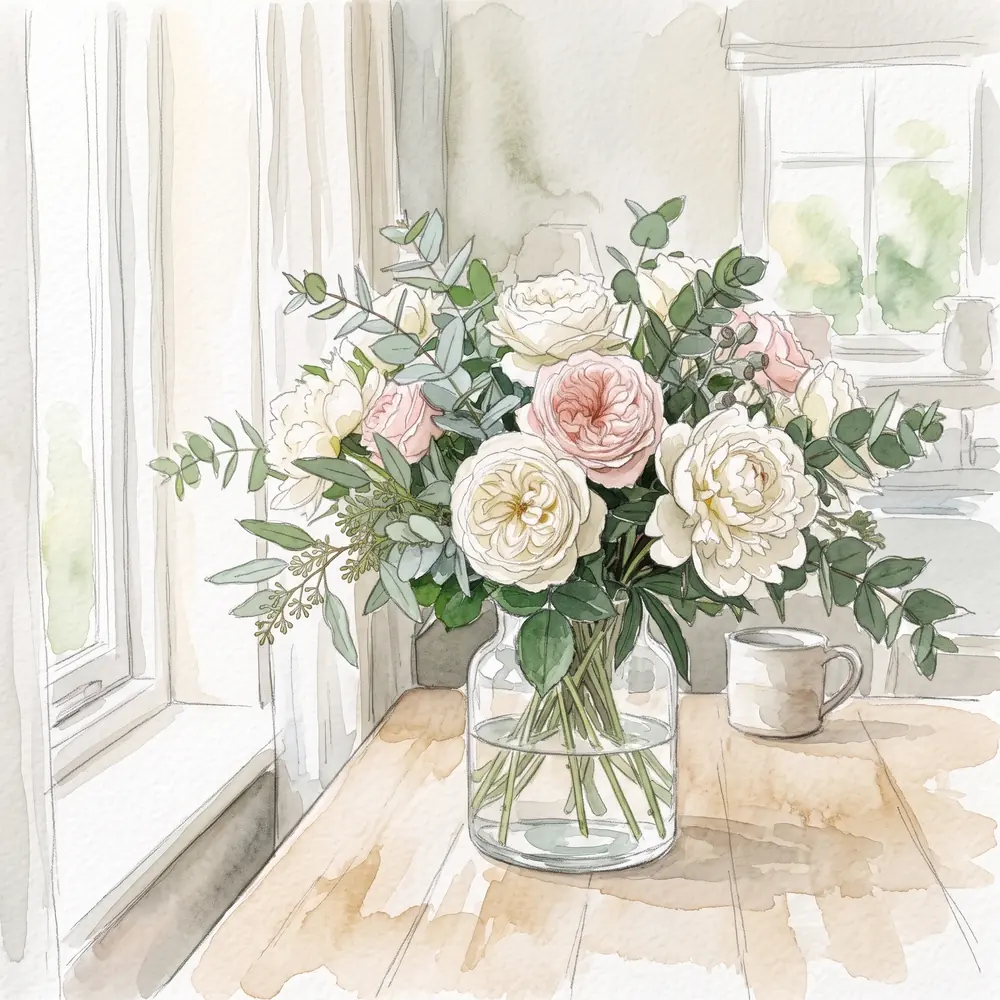 Flowers to Watercolor, the sketch SketchWish generated