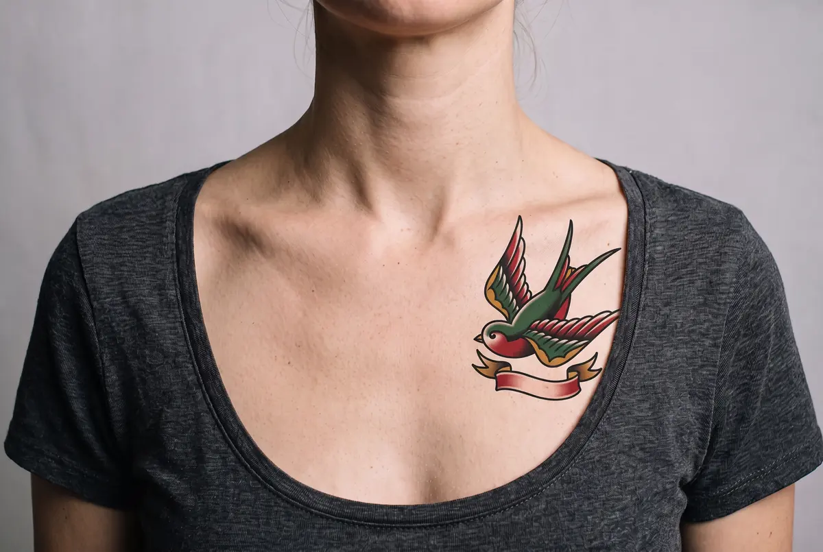 Chest to American Traditional, the sketch SketchWish generated